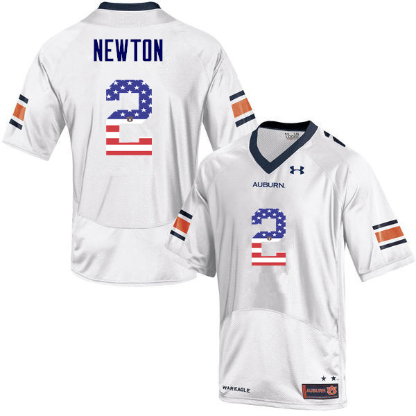 Men's Auburn Tigers #2 Cam Newton USA Flag Fashion White College Stitched Football Jersey
